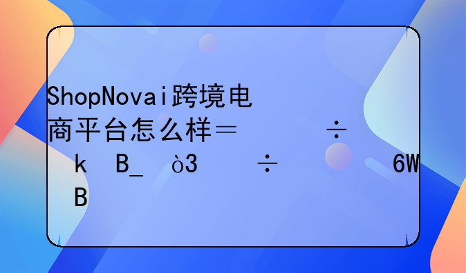 ShopNovai跨境电商平台怎么样？好做吗，能出单吗