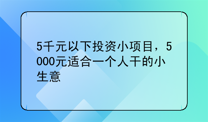 5千元以下投资小项目，5000元适合一个人干的小生意