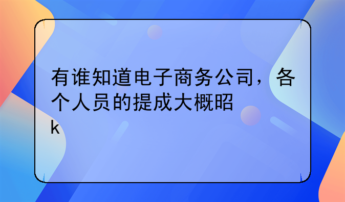 有谁知道电子商务公司，各个人员的提成大概是多少