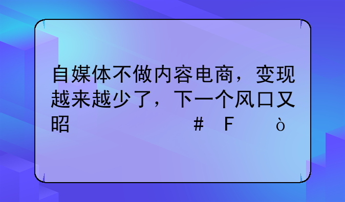 自媒体不做内容电商，变现越来越少了，下一个风口又是什么呢？