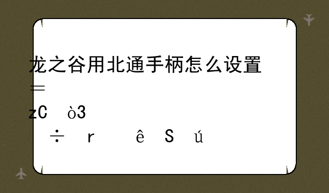 龙之谷用北通手柄怎么设置？求详细解析，越详细越好本人比较笨
