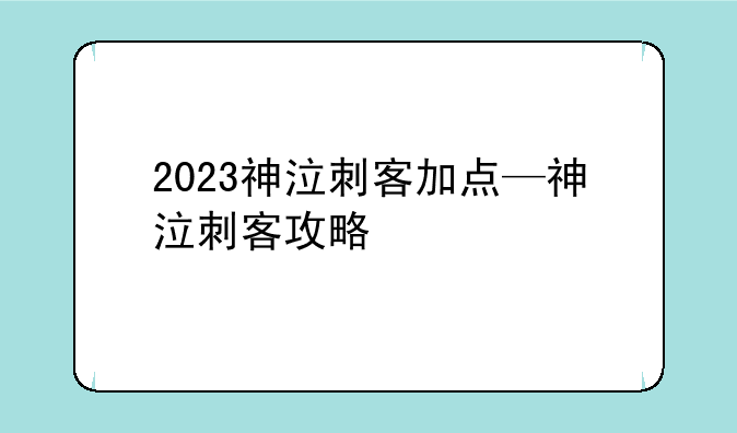 2023神泣刺客加点—神泣刺客攻略