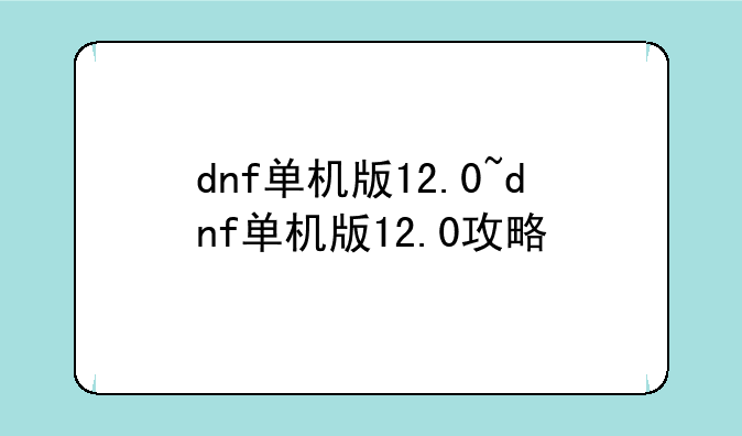 dnf单机版12.0~dnf单机版12.0攻略