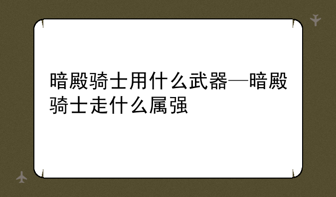 暗殿骑士用什么武器—暗殿骑士走什么属强