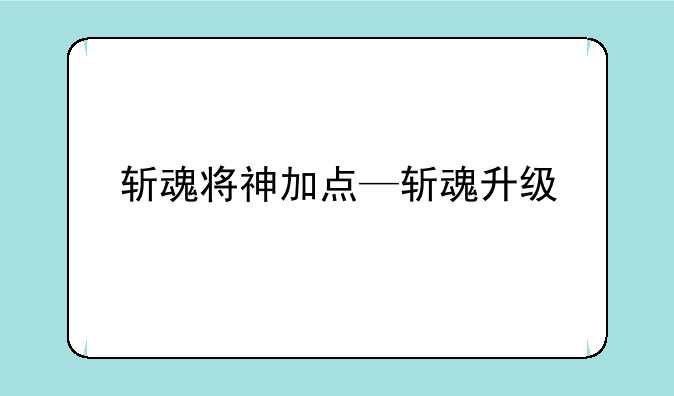 斩魂将神加点—斩魂升级
