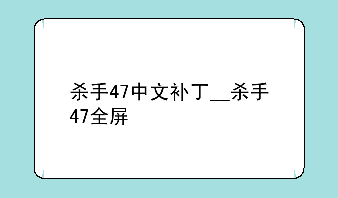 杀手47中文补丁__杀手47全屏