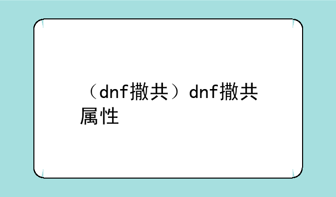 （dnf撒共）dnf撒共属性