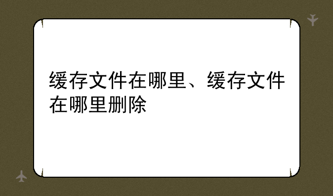 缓存文件在哪里、缓存文件在哪里删除