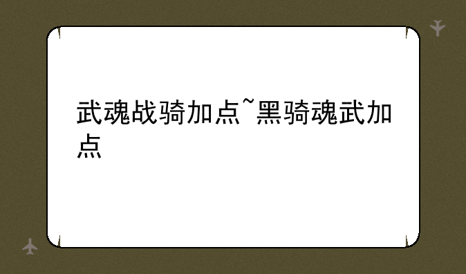 武魂战骑加点~黑骑魂武加点