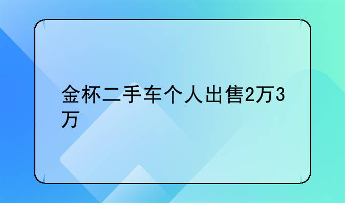 金杯二手车个人出售2万3万