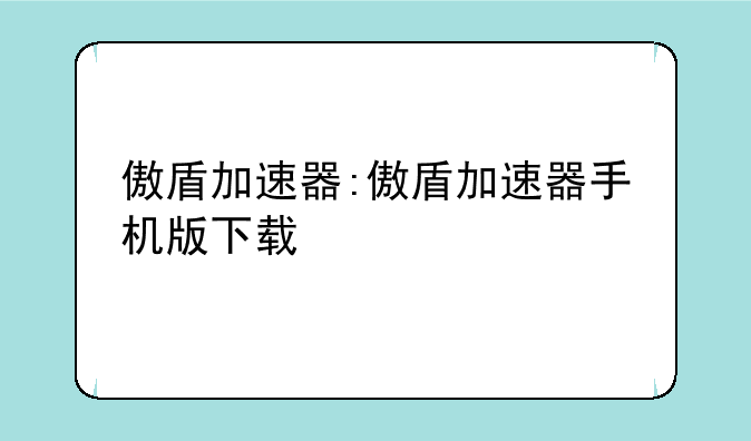 傲盾加速器:傲盾加速器手机版下载