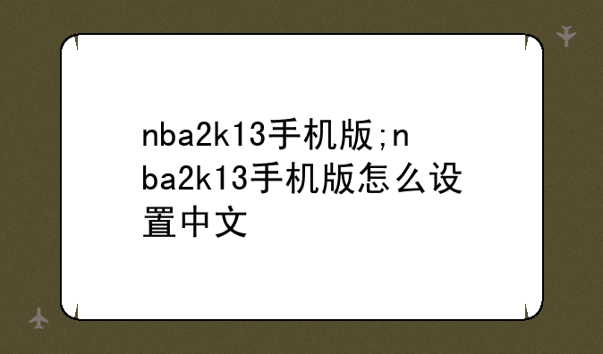 nba2k13手机版;nba2k13手机版怎么设置中文